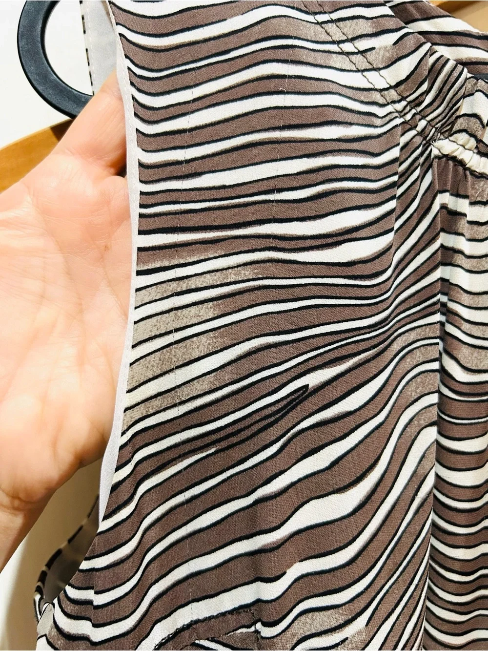 Tory Burch Espresso & Ivory Zebra Print Silk Midi Dress Luxury Designer Size 10
